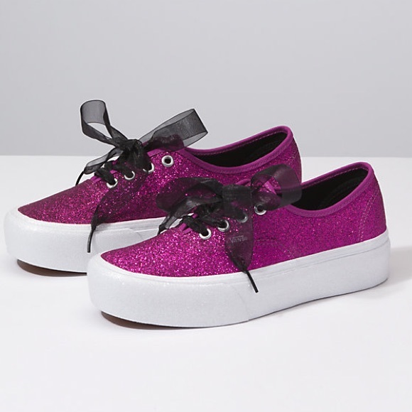 pink glitter platform vans
